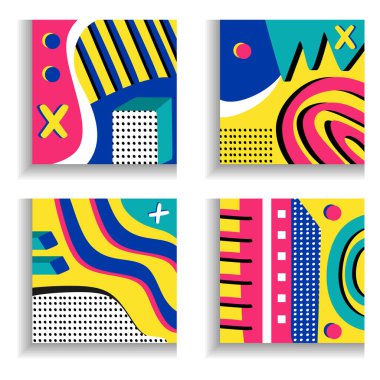 Punchy seamless pattern set isolated on white background.