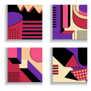 Four Punchy seamless pattern set isolated on white background.