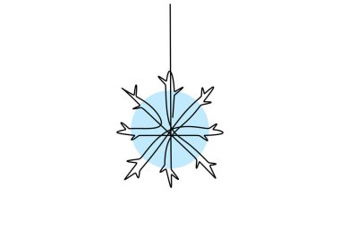 Hand drawing one single continuous line of snowflake isolated on white background eps 8.