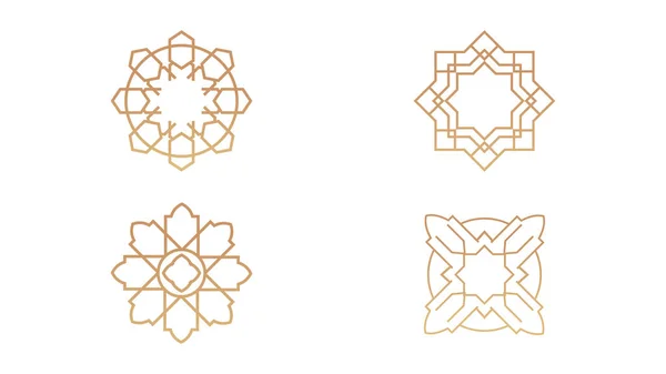 Vier Islamische Formen Ornamente Isoliert Auf Weißem Hintergrund — Stockvektor