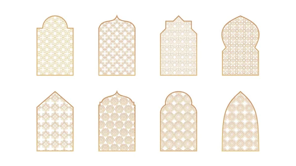 stock vector Eight mosque windows isolated on white background.