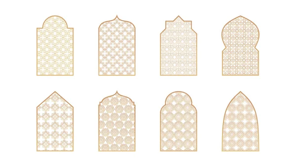 Stock vector Eight mosque windows isolated on white background.