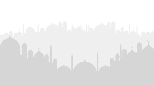 Witte Grote Moskee Silhouet Geïsoleerd Witte Achtergrond — Stockvector