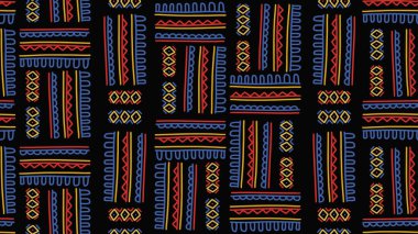 Etnik, pürüzsüz geometrik desen. Kabile geometrik arka planı, el çizimi motifi, Maya, Aztek karalama süslemesi. Halı tekstili ve ambalajlı moda dokusu.