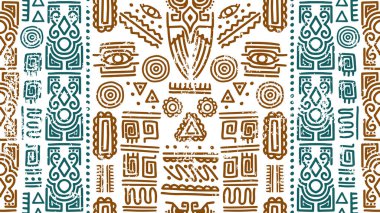 Etnik el yapımı desen, Afrika kültürü süsü tasarımı. Vektör illüstrasyon dekorasyonu. Moda tekstil baskısı.