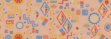 Peyzaj dekoratif etnik tarz. Kusursuz desenli Avustralya kültür sanatı, el yapımı kaplumbağa. Borjin tarzı soyut. Moda tekstil baskısı için vektör illüstrasyonu.