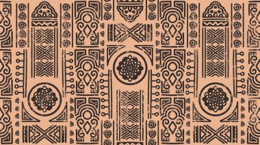 Kusursuz kabile düzeni. Etnik el yapımı vektör çizgisi. Yatay çizgiler, Aztek Maya dokusu. Tek renkli renkler tekstil için fırçalanır. Moda tekstil baskısı için vektör illüstrasyonu hazır.