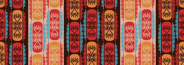 Африканские Символы Бесшовный Шаблон Племенной Этнический Рисунок Ручной Рисунок Текстуры — стоковый вектор