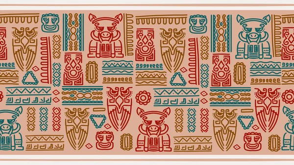 アフリカのパターン文化を描く 手描きのドアベクトル ファッションテキスタイルプリントのためのイラスト スケッチなピクトグラムの装飾 ブーホー色の民族装飾 — ストックベクタ