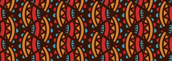 Afrikaanse Naadloze Patroon Etnische Achtergrond Met Hand Getekend Geometrische Tribal — Stockvector
