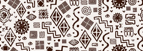 Геометрический Племенной Бесшовный Узор Векторная Иллюстрация Ручной Работы Этнических Рисунков — стоковый вектор