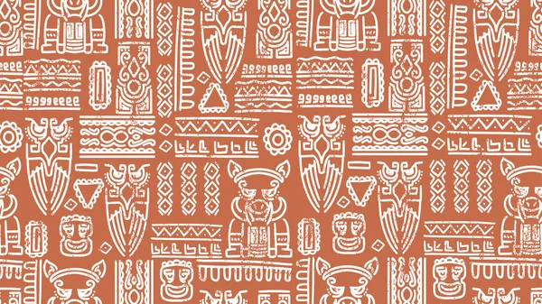アフリカのシームレスなパターンベクトル 手描きのスケッチインドのラインドア レトロなデザイン Print — ストックベクタ