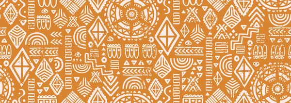 Retro Afrikanische Kultur Nahtlose Muster Antike Textur Zeichnung Dekorativen Relief — Stockvektor