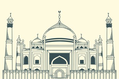 Siddiqa Fatima Az Zehra Camii 'nin ünlü İslami binası elle çizildi.