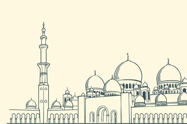 Handzeichnung Skizze Des Berühmten Islamischen Gebäudes Der Scheich Zayed Moschee — Stockvektor