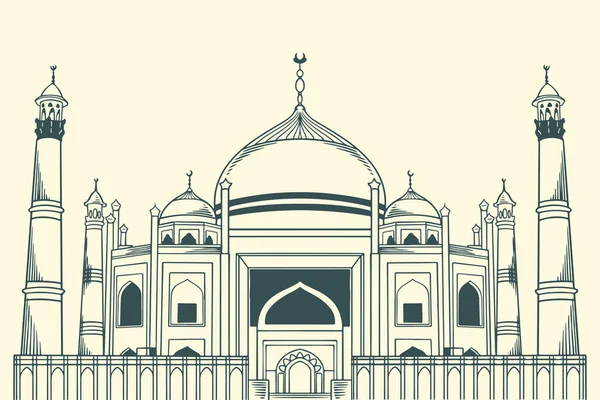 Handritad Berömd Islamisk Byggnad Siddiqa Fatima Zahra Moskén — Stock vektor