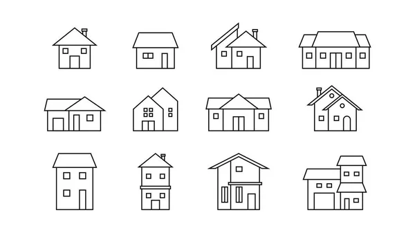 Nowoczesna Ikona Domu Cienkiej Linii Ilustracja Wektorowa Budynku Projektowania Domu — Wektor stockowy