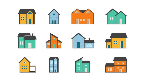 Nowoczesne Suburban House Vector Ilustracja Idealny Nieruchomości Wzorów Pastelowe Kolorowe — Wektor stockowy