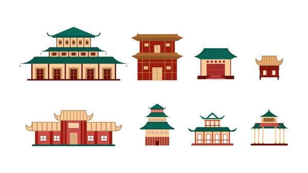 Chiński House Building Set Kolorowe — Wektor stockowy