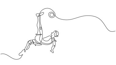 Sürekli çizim yapan insanlar topa vuruyor. Futbolcu vektör illüstrasyon kavramı.