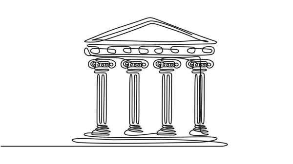 Рисунок Непрерывной Линии Парфенона Векторная Иллюстрация Древнее Здание — стоковый вектор