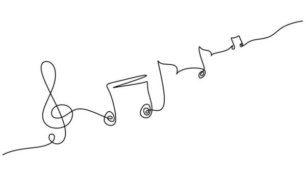 Música Notas Línea Continua Dibujo — Archivo Imágenes Vectoriales