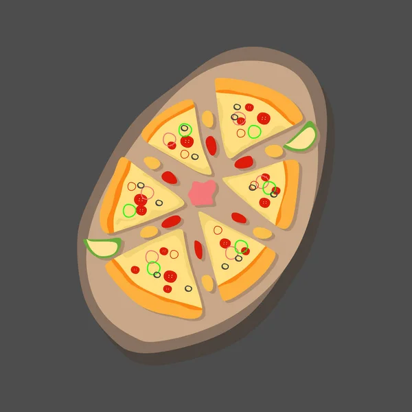Italienska Margherita Pizza Klassiska Italienska Margherita Pizza Med Färska Tomater — Stock vektor
