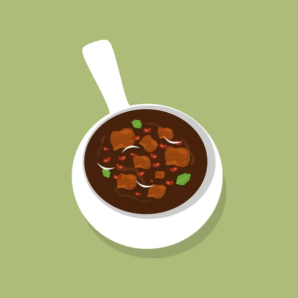 巴西Feijoada Stew 用心的巴西Feijoada Stew Beans Sausage Vector Illustration — 图库矢量图片