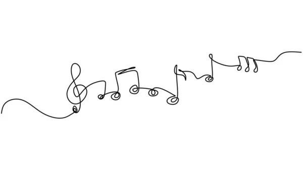 Música Notas Línea Continua Dibujo — Archivo Imágenes Vectoriales