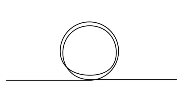 Kontinuierliche Linienzeichnung Von Kreisförmigen Formen Und Dünnen Umrissen Auf Weißem — Stockvektor