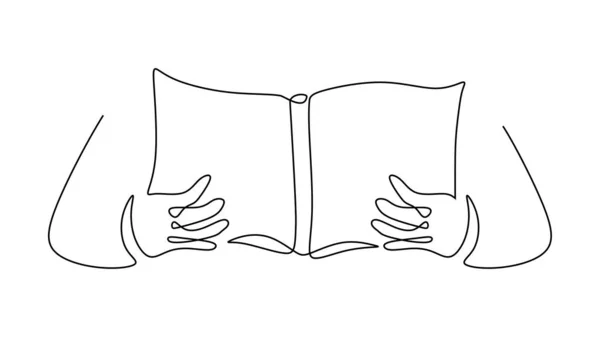 Leer Libro Concepto Una Línea Continua Dibujo Ilustración Vectorial Minimalista — Vector de stock