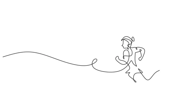 Девушка Бегунья Рисует Одну Линию Непрерывная Одноручная Рисованная Векторная Иллюстрация — стоковый вектор