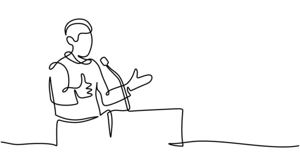 Sürekli Insanların Podyumda Bir Konuşma Yapması Minimalist Vektör Çizimi Etkinlik — Stok Vektör