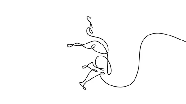 人々は1行の図面 ジェスチャー抽象的な勝者を実行します ランナー手描きミニマリストベクトルイラスト シンプルなラインアート — ストックベクタ