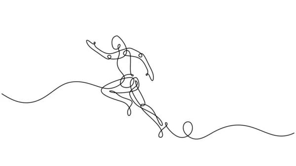 Runner Caractère Abstrait Dessin Continu Une Ligne Illustration Vectorielle Croquis — Image vectorielle