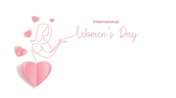 International Womens Day Card Vector Illustration Continuous One Line Drawing — Stock Vector