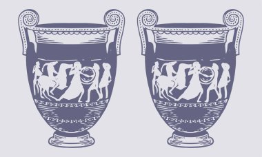 Siyah ve Beyaz Oinochoe Vektör İllüstrasyonu - Eski Yunan Şarap Sürahi Elementi