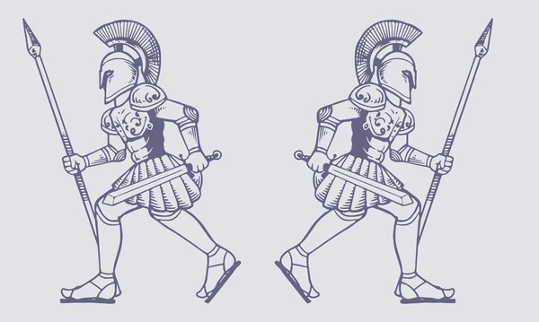黒と白のファランクスシールドベクトルイラスト 古代ギリシャの兵士のギア — ストックベクタ