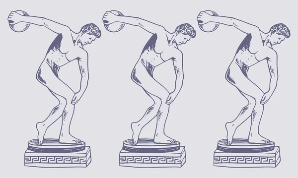 Athletic Black White Discus Vector Illustration Ancient Greek Sporting Object — Vetor de Stock