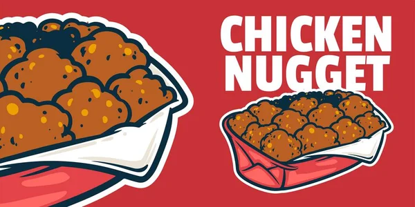 Chicken Nuggets Ilustrasi Vektor Berwarna Warni Bergaya Kartun Konsep Ikon - Stok Vektor