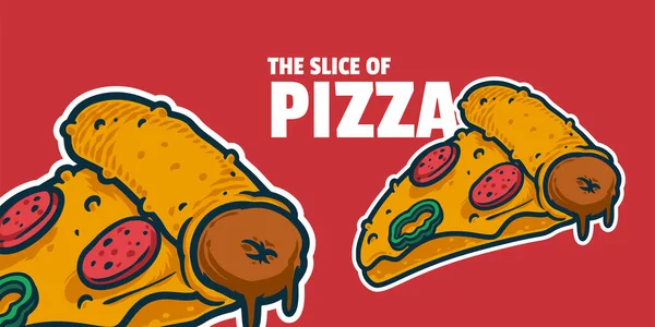 Pizza Rysunek Wektor Ilustracji Kolorowe Proste Doodle Ręcznie Rysowane — Wektor stockowy