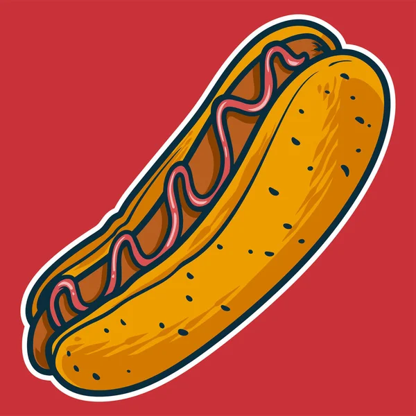 Hot Dog Illustration Vectorielle Colorée Style Dessin Animé Concept Icône — Image vectorielle
