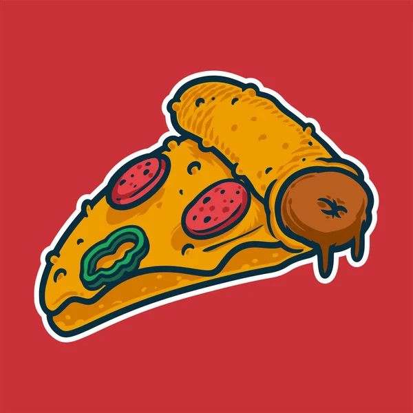 Pizza Desenhos Animados Estilo Colorido Ilustração Vetorial Conceito Ícone Comida —  Vetores de Stock
