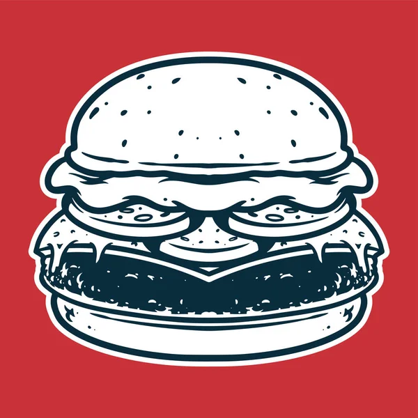 Burger Drawing Vector Illustration Black White Color Simple Doodle Hand — 스톡 벡터
