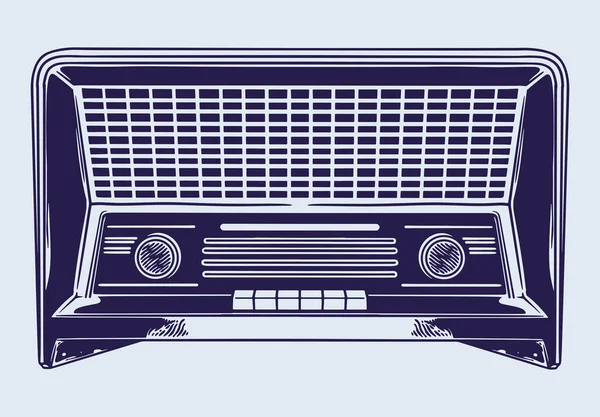 经典收音机 老式的老式无线接收机 手绘草图 — 图库矢量图片