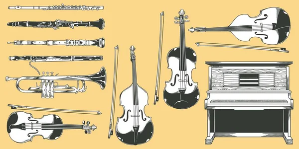 Doodle Μουσική Σχέδιο Αντικείμενα Σχέδιο — Διανυσματικό Αρχείο