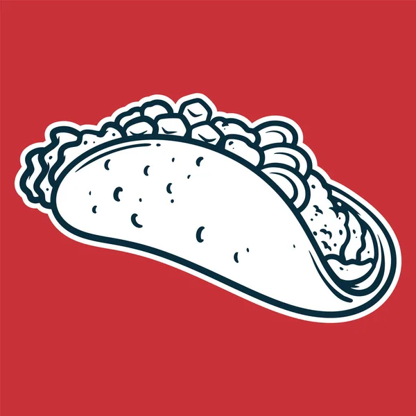 Taco Ritning Vektor Illustration Svart Och Vitt Färger Enkel Klotter — Stock vektor