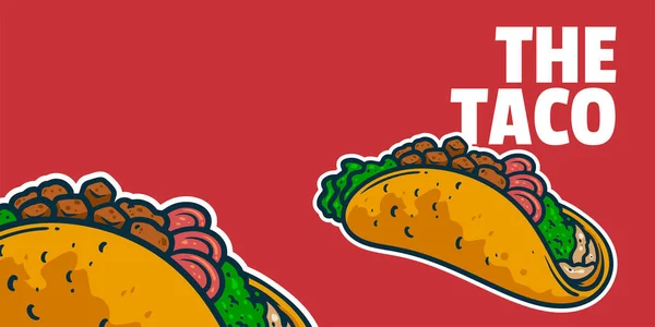 Taco Cartoon Style Colorful Vector Illustration Mexican Food Icon Concept — Stock Vector