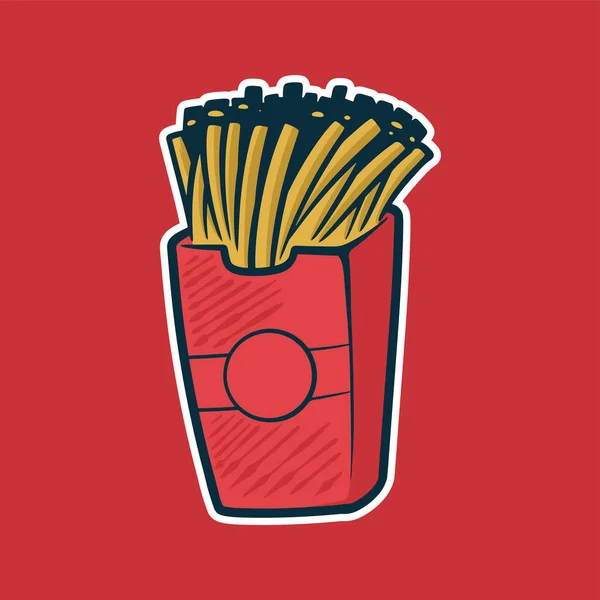 프랑스 양귀비 French Fries 스타일의 일러스트 패스트 아이콘 분리되다 — 스톡 벡터