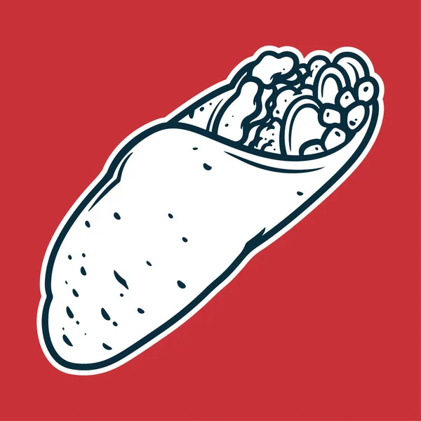 Burrito Ritning Vektor Illustration Svart Och Vit Färger Enkel Klotter — Stock vektor